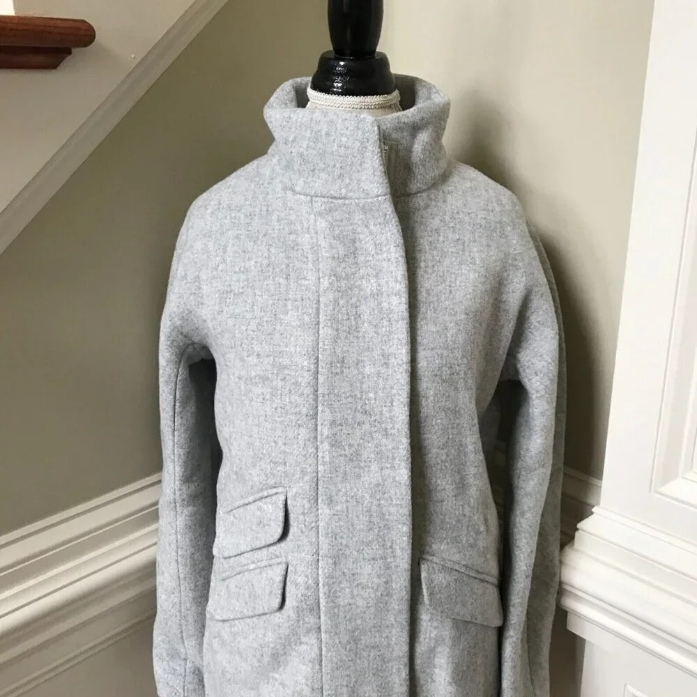 NWOT JCREW Cocoon Coat Jacket Womens 2 Gray Italian Stadium Cloth Wool J5536 NEW
